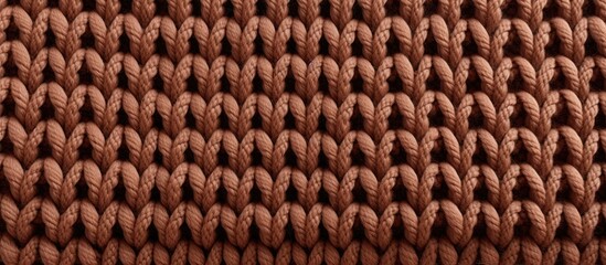 Poster - Macro shot of brown woolen knitted fabric texture. Website header. Creative Banner. Copyspace image