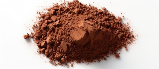 Aufkleber - pile of cocoa powder isolated on white background Top view Flat lay. Website header. Creative Banner. Copyspace image