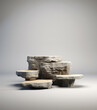 © Boadicea - Abstract stone podium and product pedestal, grey natural materials