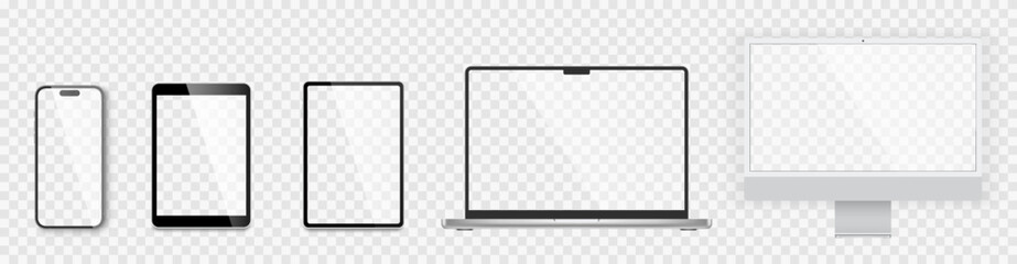 Poster - realistic set computer, laptop, tablet and smartphone. device screen mockup collection. realistic mo