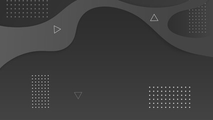 Poster - Grey wave abstract with triangle shapes and dots background. Digital flowing banner with liquid geometric element and waving flow vector curve