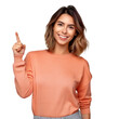 © kilimanjaro  - woman pointing with index finger upwards or one sign. woman isolated on transparent