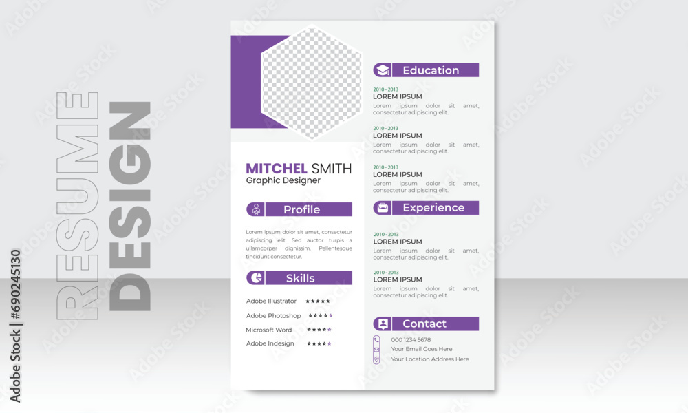 Stylish CV resume template design for a creative person, Minimal ...