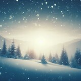 Fototapeta Pokój dzieciecy - Peaceful winter landscape, snowfall and white fir trees