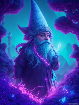  a mystical gnome emerges with an otherworldly aura