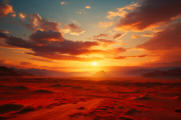 Wall Mural - Dramatic Desert Sunset from Above