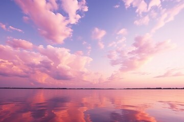 Aufkleber - A peaceful view of a body of water with majestic clouds in the sky. Perfect for adding a sense of tranquility and nature to any project or design