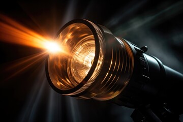 Aufkleber - A close-up view of a camera light. This image can be used to represent photography, technology, or capturing moments