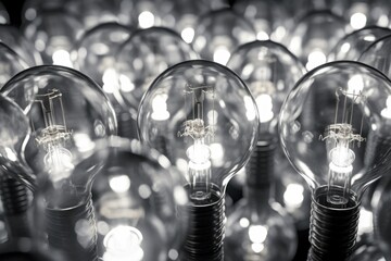 Poster - A collection of light bulbs placed on a table. Versatile image suitable for various uses