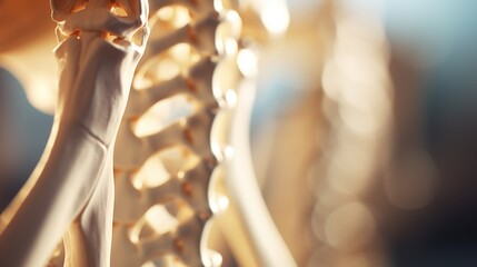 Aufkleber - A detailed view of a skeleton with a human body in the background. This image can be used for educational purposes or to illustrate concepts related to anatomy and the human body