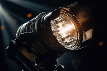 Aufkleber - A close-up image of a light mounted on a tripod. This versatile picture can be used in various settings