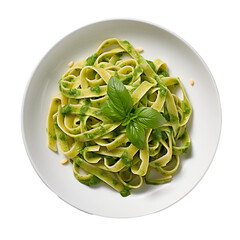 Wall Mural - tagliatelle with pesto sauce isolated on transparent background