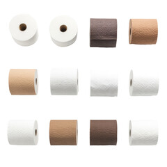 Set of toilet paper isolated on white or transparent background