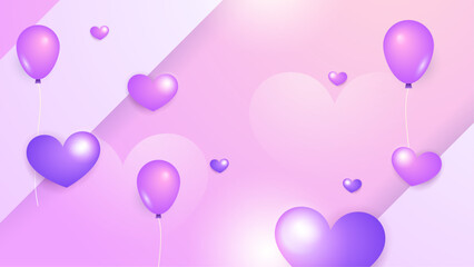 Poster - Purple violet vector love background with realistic hearts. Valentine vector illustration for greeting card, banner, gift, template, sale banner, poster, flyer and web