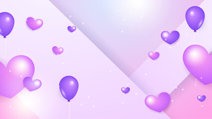 Poster - Purple violet vector love background with realistic hearts. Valentine vector illustration for greeting card, banner, gift, template, sale banner, poster, flyer and web
