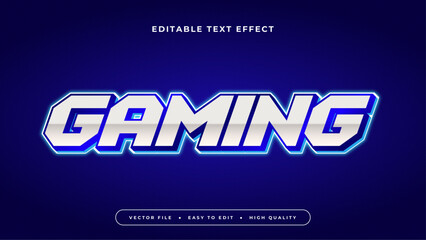 Poster - Blue and white gaming 3d editable text effect - font style. Esport text effect