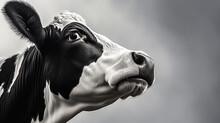 Close Up Portrait Of The Head Of A Friesian Cow