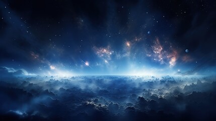 Wall Mural - beautiful view of planet earth from the space at night. astrology and science concept. generative ai