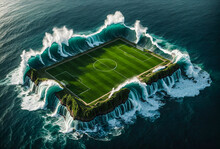 A Football (soccer) Field Situated On A Small Island