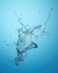 Wall Mural - Blue water splash isolated on light blue background