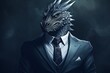 © Artem - Anthropomorphic Dragon in Suit on Dark Background