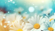 eautiful gently spring or summer field with chamomile flowers on nature blurred sky background. Close-up Meadow natural landscape Generative Ai