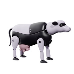 Poster - Plastic with metal robot cow isolated on white background. 3d rendering     