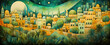City arab celebration illustration muslim holy mosque religion background design background islam night holiday