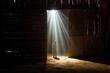 Bright, mysterious light in a barn in the country side. 
