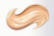 Swatch of liquid foundation makeup beige or nude color with smooth, silky texture. Cc cream smear, concealer drop, creamy beauty product sample, cosmetic tonal cream stroke