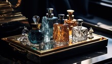 Assortment of Perfume Bottles on Tray