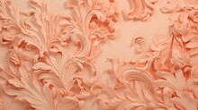 Abstract Background With Large Flower Patterns Of Peach Color.