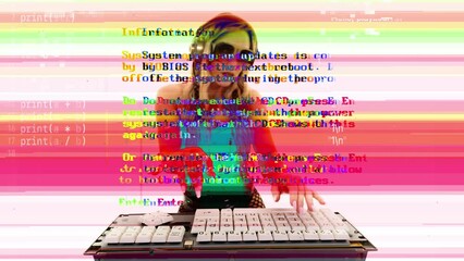 funky woman on computer 