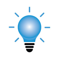 Wall Mural - lightbulb icon, idea sign, Inovation, solution, creative thinking, lamp, light, with blue color style trendy design vector template ilullstration. EPS10