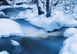 Natural stream in the forest in winter 