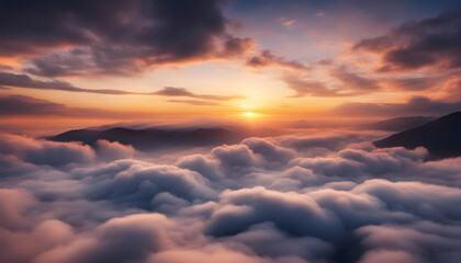 Wall Mural - beautiful sky over clouds at sunset in the mountains