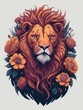 The lion among the flowers