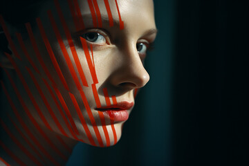 Aufkleber - Abstract expression of a portrait using dynamic shapes and forms, conveying energy and emotion in minimalist style.