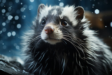Poster - A skunk with fur made of stars.