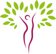 Frau, Person in Bewegung als Baum, Pflanze, Heilpraktiker, Frauenarzt, Gärtner, Logo