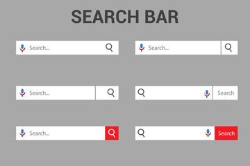 Poster - Search Bar for UI design icon and web site set of 6. Search Address and navigation bar icon. Collection of search  for websites.