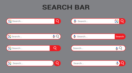 Poster - Search Bar for UI design icon and web site set of 8. Search Address bar icon. Collection of search  for websites.