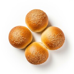 Wall Mural - Plain kaiser rolls isolated on white background