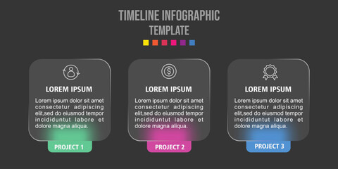 Infographic for 3 options, vector design with realistic frosted glass, glass morphism effect