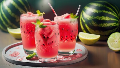 Wall Mural - watermelon drink suitable as background or banner