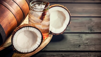 Wall Mural - rum drink with coconut suitable as a background or banner