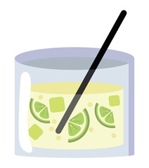 Poster - caipirinha cocktail glass illustration