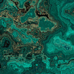 Poster - Malachite Marble texture. Fractal digital Art Background. High Resolution. Green marble texture with gold veins. Can be used for background or wallpaper