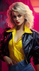 Wall Mural - 80s beauty retro beautiful woman - generative ai