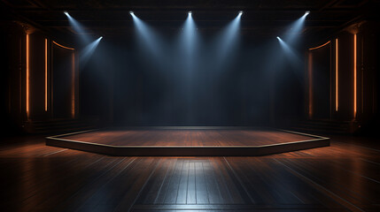 Poster - scene in a dark house with perimeter lighting. ai generative